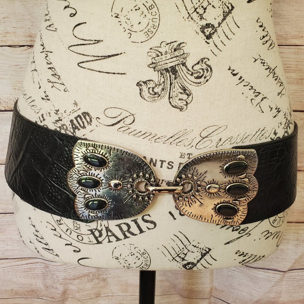 VINTAGE 1990's MZ NEW YORK TOP GRAIN CROCODILE EMBOSSED LEATHER  BELT